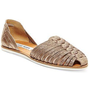 Steve Madden slip on weave gold sparkle sandals 7